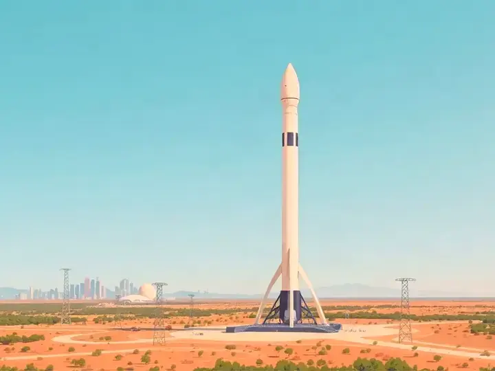 Houston WeWard card chapter picture: space rocket and launch tower, city skyline, Texas sky